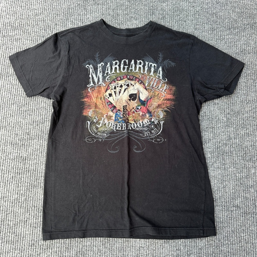 Margaritaville Poker Room T-Shirt Mens‎ Size M Medium Black Texas Hold 'Em